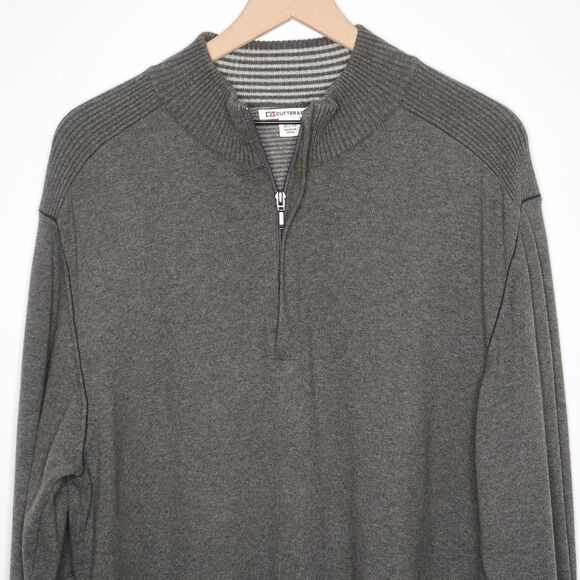 Cutter & Buck Mens Pullover Sweater Size XL Gray Half Zip Cotton - Picture 5 of 11